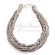 Necklace of natural undyed linen in natural gray color - concise-have accessory for lovers of natural style.
