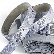 Аксессуары handmade. Livemaster - original item Gray Leather Belt. Handmade.