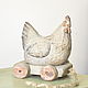 Chicken laying hen on wheels Country Provence Vintage. Figurines. Decor concrete Azov Garden. Online shopping on My Livemaster.  Фото №2