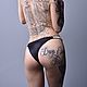 Заказать Трусы черные атласные со стразами принт Love. Bustladies (lingerie). Ярмарка Мастеров. . Трусы Фото №3