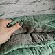 Льняной стеганый плед покрывало одеяло серый зелёный. Пледы. iva olinen home. Интернет-магазин Ярмарка Мастеров.  Фото №2