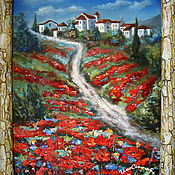 Картины и панно handmade. Livemaster - original item Painting landscape with poppies in a frame field of POPPIES IN TUSCANY. Handmade.