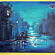 Paintings: acrylic painting acrylic city night turquoise FOG. Pictures. pictures & decor of TanyaSeptember. Online shopping on My Livemaster.  Фото №2
