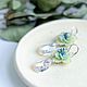Handmade earrings with flowers and Swarovski in yellow-blue shades. Earrings. Clarissejewelry. My Livemaster. Фото №5