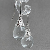 Украшения handmade. Livemaster - original item Clear Glass Drop Earrings, Clear glass Simple teardrop earrings 37 mm. Handmade.