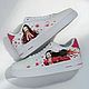 Кроссовки белые Nike Air Force 1 унисекс, кастом, ручная роспись,аниме, Кроссовки, Волжский,  Фото №1