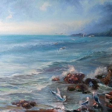 Картина"Море и чайки"холст,масло. . Картины и панно ручной работы - Ярмарка Мастеров Картины и панно ручной работы. Ярмарка Мастеров - ручная работа Картина"Море и чайки"холст,масло. Handmade.