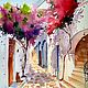 Painting city street. The urban landscape. Painting Greece to order, Pictures, Moscow,  Фото №1