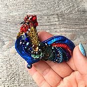 Украшения handmade. Livemaster - original item Brooch-pin Petya-Cockerel Brooch embroidered Gift to a woman, a girl. Handmade.