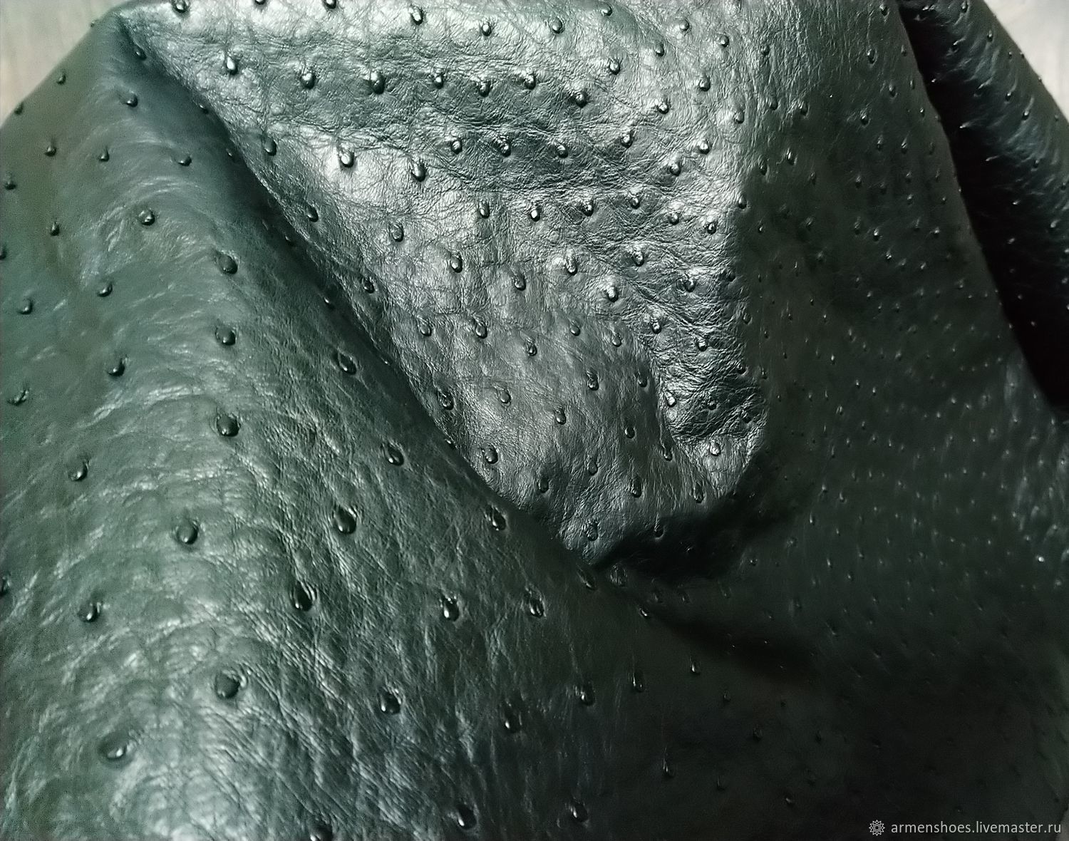 Ostrich leather, soft finish, in black купить на Ярмарке Мастеров