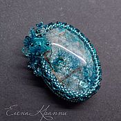 Украшения handmade. Livemaster - original item Drops. Brooch made of blue apatite and beads.. Handmade.