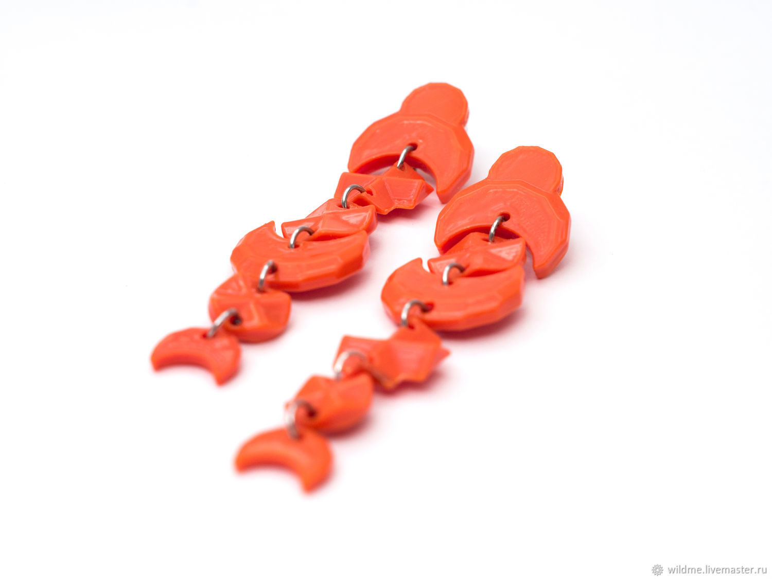 Красно-оранжевые серьги