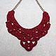 Wine-colored linen necklace and earrings, openwork light red set. Jewelry Sets. Ritasdreams (ritasdreams). My Livemaster. Фото №4