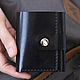 Black Leather wallet in three additions for bills, cards, with a coin box, Wallets, Krasnodar,  Фото №1