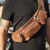 Сумки и аксессуары handmade. Livemaster - original item Brown Leather Belt Bag on a Hip. Handmade.