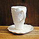 A couple of tea 'Vintage' in white. Single Tea Sets. author's ceramics. My Livemaster. Фото №4