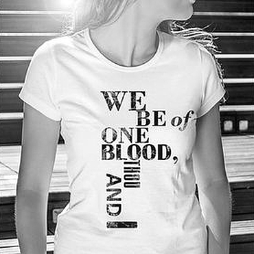 Ručně vyráběná trička. Fair of Masters - ručně vyráběné tričko Ty a já jsme stejné krve. Ruční.