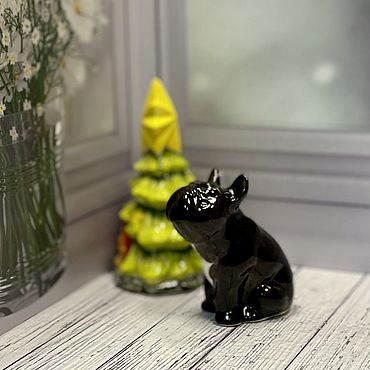 Ярмарка Мастеров - ручная работа Елочные игрушки: Французский бульдог, окрас чёрный. Handmade.