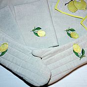 Для дома и интерьера handmade. Livemaster - original item Gloves-oven mitts. Lemon.. Handmade.
