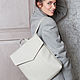 Backpack 'Geometry big' light gray, genuine leather. Backpacks. alekseevaksenia. My Livemaster. Фото №5