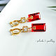 Gold-plated red quartz earrings. Earrings. Solanda. My Livemaster. Фото №4