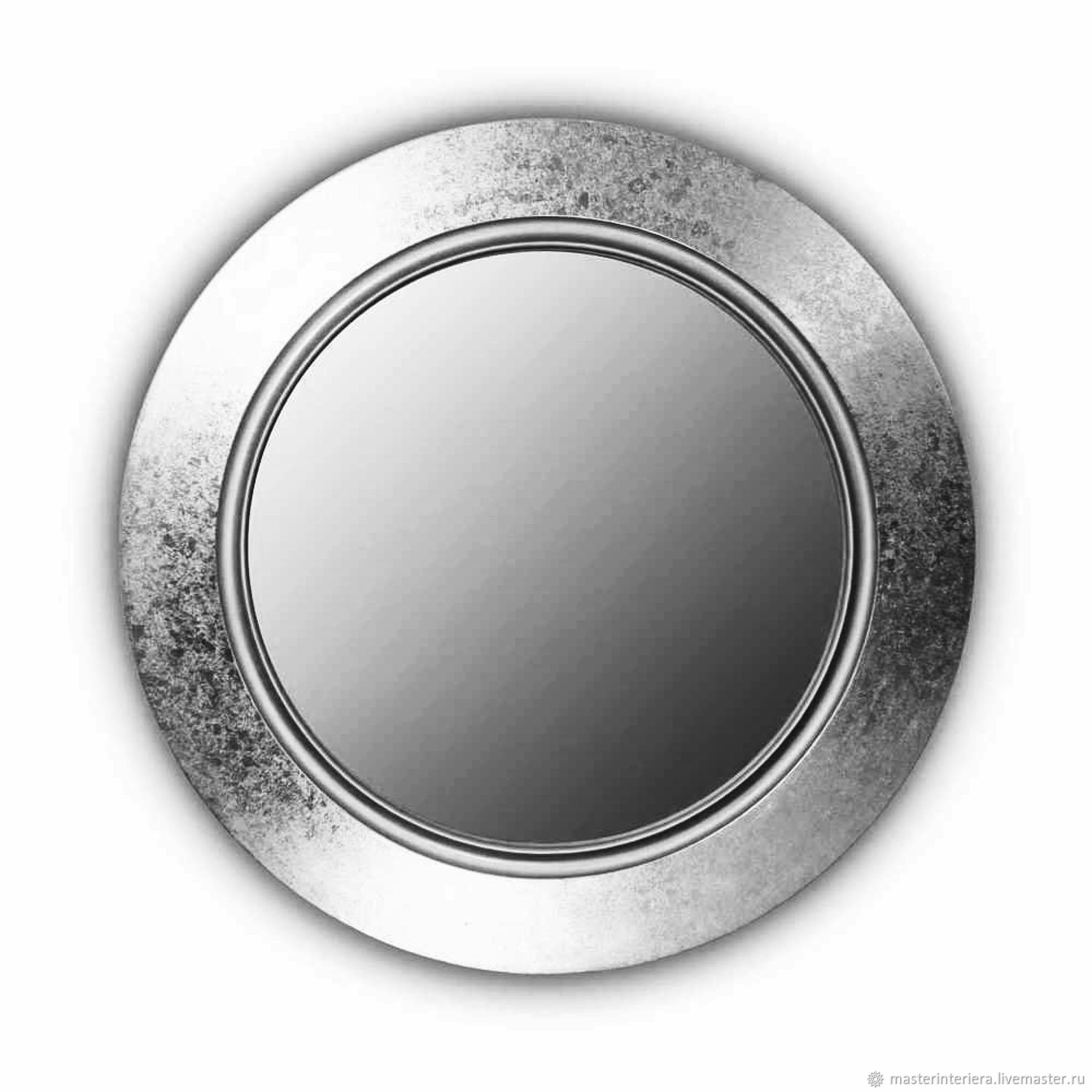 Зеркало круглое в серебристой раме m983b
