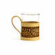 Birch bark cup holder glass 'Rowan'. For tea. Art.5097, Water Glasses, Tomsk,  Фото №1