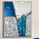Синяя Абстракция Серая картина с бирюзовым акцентом, Картины, Москва,  Фото №1