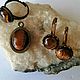 Set with tiger eye. Earrings and necklace, Jewelry Sets, St. Petersburg,  Фото №1