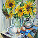 Oil painting. Sunflowers. rustic still life, Pictures, Samara,  Фото №1