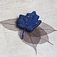 barrette Maple Leaf (dark blue color, three-dimensional embroidery). Hairpins. Saga HandMade. Online shopping on My Livemaster.  Фото №2
