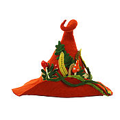 Дача и сад handmade. Livemaster - original item Red hat for a bath made of wool. Handmade.