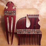 Сувениры и подарки handmade. Livemaster - original item Wooden comb Cockerel inlay. Handmade.