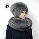 Fur collar Snood fur silver Fox breed Blue frost No. №4, Collars, Ekaterinburg,  Фото №1