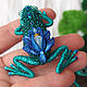 'Emerald tree frog. Flowering'. Brooch Frog. Blue Lotus. Brooches. master Alena Litvin. Online shopping on My Livemaster.  Фото №2