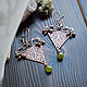 Pendientes de cobre liholesier-pendientes elfos con Granada. Earrings. Strangell Jewelry. Ярмарка Мастеров.  Фото №5