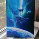 A picture with whales in the sky. Oil painting 25/35. Pictures. Fleurdelys-art. Online shopping on My Livemaster.  Фото №2