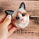 Order Brooch 'Cat with blue eyes'. ufawooltoys (ufawooltoys). Livemaster. . Brooches Фото №3