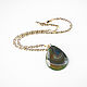 Green pendant on a chain, fashionable agate pendant 'Khaki' 2022. Pendants. Irina Moro. My Livemaster. Фото №5
