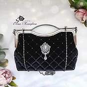 Сумки и аксессуары handmade. Livemaster - original item Handbag Queen of the Black stretch-velvet`s evening bag. Handmade.