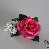 Букет с розами, лилиями и фрезией из холодного фарфора