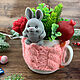 Soap bouquet in a porcelain cup With a baby rabbit. Figurine. Soap-making workshop. Online shopping on My Livemaster.  Фото №2