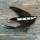 Textile brooch with embroidery Bird Swallow. Brooches. Heat hands (TeplOlino). My Livemaster. Фото №4