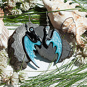 Украшения handmade. Livemaster - original item earrings: Sky-blue dragon wings – author`s work. Handmade.