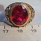 A massive gold ring with an artificial ruby. Vintage ring. Mir Stariny. Online shopping on My Livemaster.  Фото №2