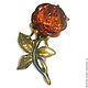 Amber rose brooch flower brooch for woman gift under vintage Burgundy, Brooches, Kaliningrad,  Фото №1