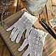  Women's openwork gloves crocheted white, Gloves, Stavropol,  Фото №1