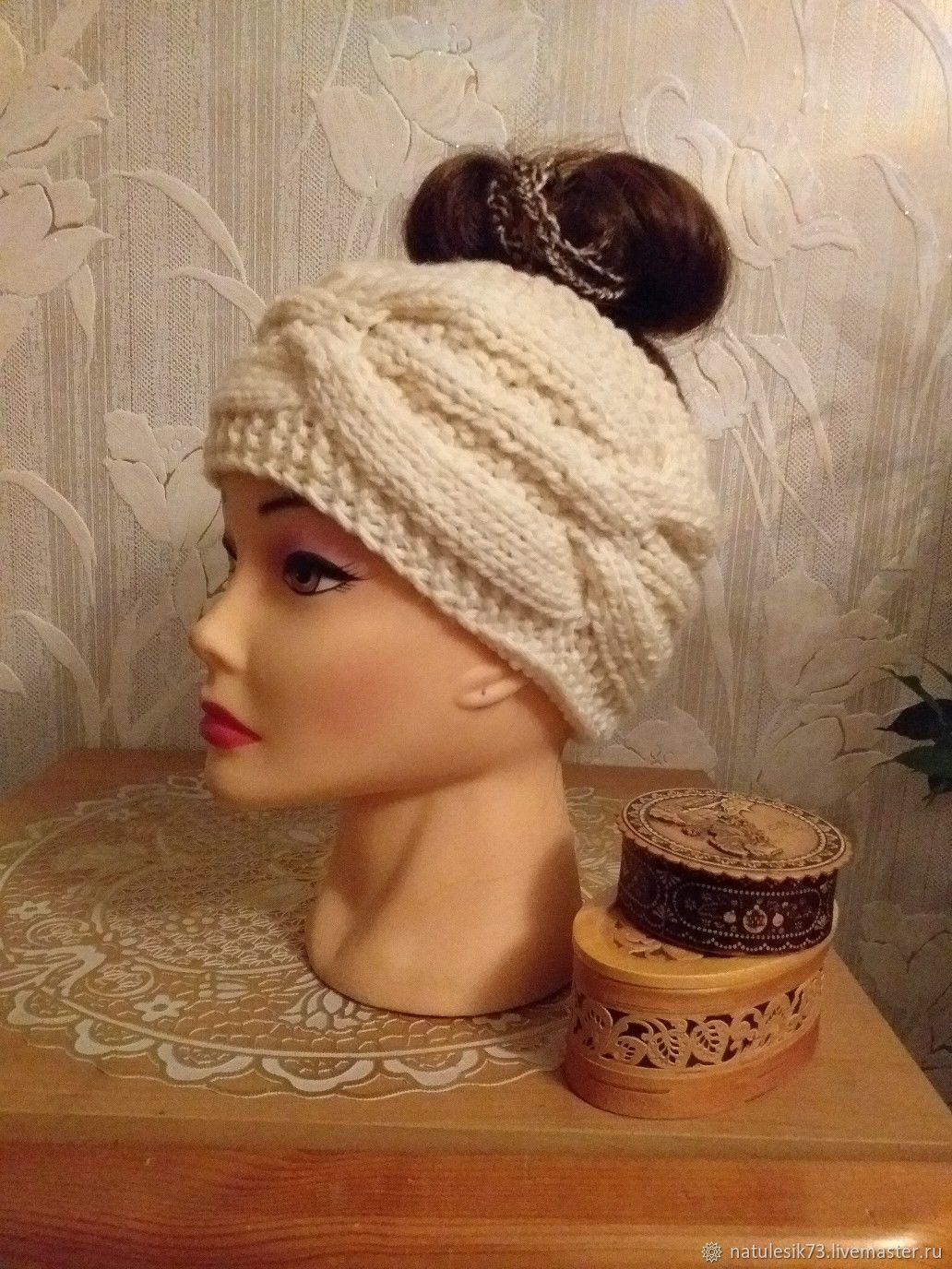 Повязка вязаная на голову узор "Косы", обьемные косы. в интернет ...