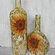 Set of interior bottles with sunflowers. Glass, Vases, Moscow,  Фото №1