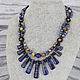 Necklace with pendants made of sodalite and jasper stones ' Caprice'. Necklace. Magic box. My Livemaster. Фото №6